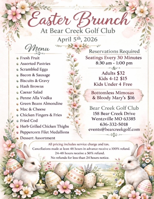 Bear Creek Easter Menu 